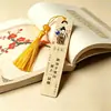 Marcadores de Página de Bambu Pequenos de Poesia de Celebridade, Porcelana de Cristal Pintada, À Prova d'Água e Duráveis, Marcadores de Página com Borla de Seda de Gelo, Personalizáveis da Fábrica