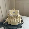 Mochila com Cordão Estampada Outono 2026 para Alunos do Ensino Fundamental II e Médio Bolsa Casual de Tecido Bolsa de Mão Feminina Mochila Escolar