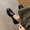 Tamanho grande 2026 novo modelo camurça bico redondo fivela de metal slip-on estilo old money mocassins retrô franceses