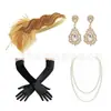 Diadema de Plumas Estilo Gatsby de los Años 20 Tocado Accesorios para el Cabello Fiesta de Despedida de Soltera Baile de Graduación Maquillaje Set de Accesorios de Guantes de Noche