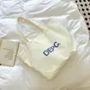 Bolsa de Lona com Letras Estilo Coreano Estilo Preguiçoso 2025 Nicho Simples Bolsa Tote para o Dia a Dia Grande Capacidade Bolsa de Ombro Único