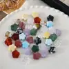 Cor sólida gradiente acrílico flor de cinco pétalas contas soltas acessórios para joias DIY corrente de telefone pingente de bolsa kit de material para miçangas com furo grande