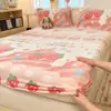 Conjunto de lençóis de cama de veludo com floco de neve, três peças, marca Simmons, à prova de sujeira e poeira, forrado com fleece para o inverno, capa protetora de cobertura total, estilo de capa de cama taiwanesa