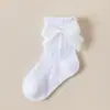 Meias Infantis Personalizadas, Meias de Renda, Meias de Bebê Respiráveis de Malha para o Verão, Estilo Princesa com Laço, Meias Infantis Transfronteiriças