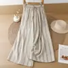 Pantalones Anchos de Cintura Alta Estilo Artístico Nuevo Verano 2026, Pantalones Casuales Holgados de Cintura Elástica, Pantalones Rayados Estilo Oficina para Mujer