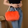 Bolso de Piel Sintética, Bolso Cruzado de Felpa de Moda con Cadena de Perlas, Mini Bolso de Piel Pequeño y Lindo con Clip para Debajo del Brazo