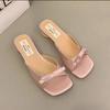 Sandalias de Tacón Bajo, Tacones Altos, Sandalias Retro de Punta Cuadrada con Una Tira para Mujer, Tacones Gruesos que No Cansan los Pies, Nuevos Estilos de Verano y Otoño 2025