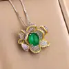 Nuevo Collar Colgante de Calcedonia China Esmeralda Retro Anillo de Simulación Avanzada Anillo Abierto Traje de Mujer Venta al por Mayor