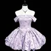Vestido corto de hombros descubiertos para figuras petite, diseño floral, nuevo modelo 2026, adecuado para fiestas de cumpleaños y banquetes