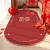 Manta de Cabecera para Boda Personaje Feliz Rojo Felpudo Decoración de Habitación de Boda Felpudo para Pies en la Base de la Cama Alfombra Festiva para la Entrada de la Boda