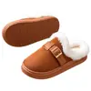 Pantuflas de Felpa de Gamuza de Algodón para Mujer Invierno Suela Gruesa Antideslizantes Cálidas con Forro de Terciopelo para Casa Zapatos de Hogar para Pareja Venta al por Mayor