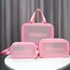 Bolsa de Cosméticos Transparente de PVC Estilo Ins Portátil para Viaje Impermeable Neceser Cosméticos Escarchados Bolsa de Almacenamiento para Baño