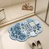 Capacho Criativo com Padrão de Flor Alienígena, Tapete de Banheiro de Lama Diatomácea com Absorção de Água, Tapete de Pé Antiderrapante para Porta de Banheiro e Vaso Sanitário