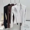 Chaqueta Deportiva de Manga Larga para Correr con Cuello Alto para Mujer, Cintura Adelgazante, Top Versátil para Fitness, Entrenamiento de Pilates, Yoga