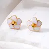 Anel de Pérola, Brincos, Pingente, Conjunto de Três Peças Micro-Incrustado, Design de Flor com Gotejamento de Óleo Retrô, Luxo Acessível DIY e Sensação de Alto Padrão