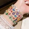 Pulsera irregular geométrica de circón súper brillante, alto valor estético para vacaciones en la playa, joyería de nicho de lujo ligero de alta gama para mujer