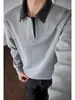 Sudadera de Otoño 2026 Falsa Dos Piezas con Cuello Polo para Hombre, Holgada Casual Cleanfit, Camiseta Elegante y de Alta Gama de Manga Larga
