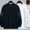 Moletom masculino, novo estilo outono e inverno, gola redonda, corte solto, forrado com fleece, sem capuz, blusa de puxar, jaqueta masculina de manga comprida, versátil