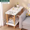 Mesa Auxiliar Lateral para Sofá Sala de Estar Mesa Pequeña Mesa de Café para el Hogar Mesa Cuadrada Lateral Móvil para Cama Estilo Crema Estante de Almacenamiento Mesa para Snacks