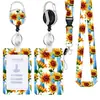 Cordón de Poliéster Impreso de Girasol Fresco Parche Adhesivo de Gota de ABS Hebilla de Extracción Fácil Portatarjetas de Flor de Extracción Fácil