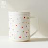 Taza de Té de Cerámica Moji Pintada a Mano con Puntos, Taza Doméstica con Tapa y Filtro Interno, Taza Separadora de Agua y Té para Uso Personal