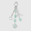Dulce, Soñador, Fresco y Exquisito Pétalos de Estrella de Colores Perla de Imitación Pedrería Corazón Calado Llavero Colgante para Bolso