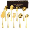 1010 High-grade Transfronteiriço 11 Peças Pá para Saltear Concha para Sopa Colher para Sopa Faca para Bolo Pá Dourada Utensílios de Cozinha Leves conjunto FCM