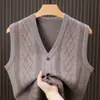 Chaleco cárdigan de otoño e invierno para hombre, suéter de punto moderno para hombres mayores, suéter sin mangas de corte holgado con espalda abierta