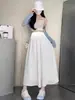 Pantalón falda de seda helada de cintura alta para soporte abdominal de maternidad, pantalones cropped holgados de pierna ancha para primavera-verano, sueltos y adelgazantes, protectores solares para mujeres embarazadas