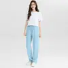 Verano 2026 Nuevo Estilo Color Sólido Versátil Casual Holgado Pierna Ancha Rectos Pantalones Deportivos para Mujer con Cintura Elástica