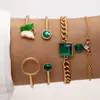Pulseira geométrica aberta de quatro camadas oca com joias transfronteiriças AliExpress, borboleta e gema de imitação