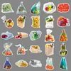 50 Pegatinas Realistas de Comida Empaquetada, Frutas y Verduras, Creativas Impermeables Decorativas Guka Pegatinas para Termo y Diario