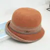 Elegante Sombrero Cubo de Lana con Bloques de Color para Mujer, Versátil Caliente de Invierno para Adelgazar el Rostro, Sombrero de Ala Pequeña, Elegante Sombrero de Punto