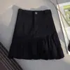 Falda de mezclilla irregular para mujer Verano 2024 Nueva moda Corta Cintura alta Look adelgazante Línea A Falda ceñida a las caderas