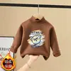 2026 Nuevo Top Térmico de Media Cuello para Niños Otoño/Invierno Ropa Interior Niños Felpa de Doble Cara Cálido Top Dibujos Animados