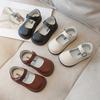 Sapatos de couro infantil 2024 outono novo carro costura meninas princesa sapatos moda cabeça redonda bebê menina sapatos cross border