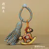 Sandalia del Año del Caballo Caballo Tallado en Sándalo Caballo Mecedora Colgante con Borla Encanto para Bolso Llavero del Caballo del Zodiaco con Cuerda Tejida