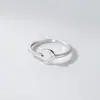 Anillo de Plata de Ley S925 Estrella y Luna Estilo K Pequeño Fresco Diamante Bahía Creciente Anillo Anillo J3348