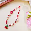Chica del Libro Rojo Mismo Estilo ins Fresa Cereza Linda Cadena para Teléfono Correa para Cámara CCD Colgante de Nicho Hecho a Mano