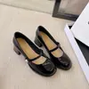 Versión de Piel de Vaca de la Barbie Humana~Zapatos Mary Jane de Punta Redonda con Tira de Perlas y Tacón Grueso para Mujer, Zapatos de Cuero de Primavera