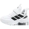 Sapatos Infantis Delhui Sapatos Esportivos Infantis 2026 Novo Estilo Malha Respirável Antiderrapante Leve Velcro Sapatos Brancos para Meninos