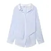 Camisa de verano suelta a rayas transfronteriza europea y americana, nuevo estilo con mangas de murciélago, moda europea y americana