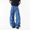 Pantalones Cargo de Paracaidista Azul Francés para Exteriores, Otoño Delgados Sueltos Plisados de Secado Rápido para Senderismo y Deportes