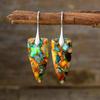 Pendientes colgantes geométricos de piedra natural bohemia nuevos transfronterizos, joyería retro popular europea y americana, joyería al por mayor