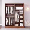 Armario con puertas correderas para uso doméstico en dormitorios, adecuado para apartamentos de alquiler, tamaño pequeño, moderno minimalista, gabinete de color madera maciza, armario fácil de montar