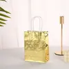 Sacola de papel kraft com filme colorido metálico brilhante, estilo criativo e simples, bolsa de mão para festas de fim de ano, embalagem para doces e presentes
