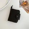 Monedero de botones a presión plisado estilo coreano ins Hisocute, tarjetero portátil, bolsa para guardar auriculares y lápiz labial, colgante
