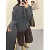 2025 Nuevo Otoño e Invierno Cuello Redondo Lentejuelas Manga Larga Tejido de Punto Mujer Holgado Aspecto Adelgazante Versátil Tejido de Punto Camiseta Base Top