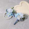 Ramillete de Boda Europeo, Ramillete de Muñeca, Juego Completo de Ramilletes para Traje de Padrinos, Broche de San Valentín, Ramillete Azul de Muñeca para la Novia