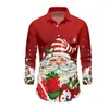 Camisa casual para hombre temática de Navidad con estampado 3D, con motivos navideños, de manga larga, elegante camisa para hombre